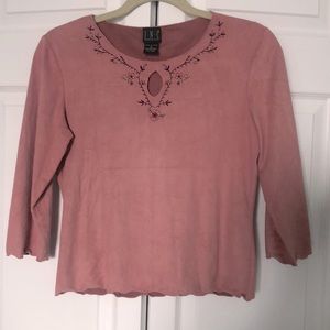 INC Faux Velvet 3/4 length sleeve Top Size S